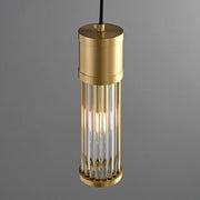 Brushed Brass Glass Rod Pendant Light