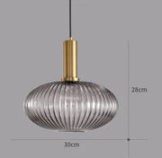 Ribbed Tinted Glass Pendant Light
