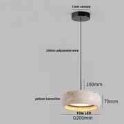 Travertine-Finish Disc Pendant Light
