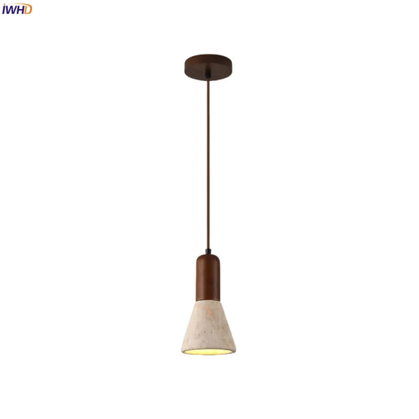 Travertine-Finish Cone Pendant Light