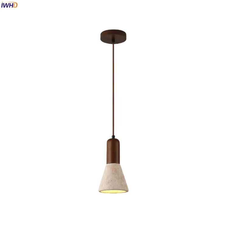 Travertine-Finish Cone Pendant Light