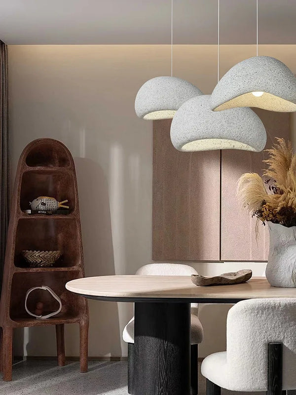 Aggregate Resin Dome Pendant Lamp