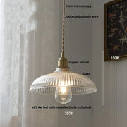 Ribbed Glass Dome Pendant Light