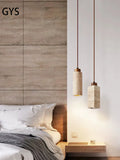 Travertine-Finish Stone Composite Pendant