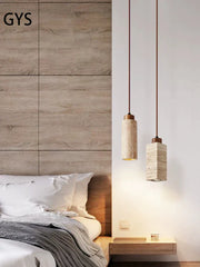 Travertine-Finish Stone Composite Pendant