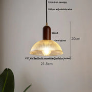 Ribbed Glass Dome Pendant Light