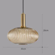 Ribbed Tinted Glass Pendant Light