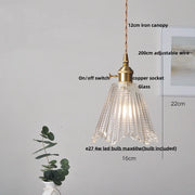 Ribbed Glass Dome Pendant Light