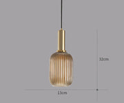Ribbed Tinted Glass Pendant Light