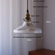 Ribbed Glass Dome Pendant Light