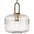 Ribbed Clear Glass Brass Pendant Light