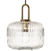 Ribbed Clear Glass Brass Pendant Light