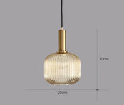 Ribbed Tinted Glass Pendant Light
