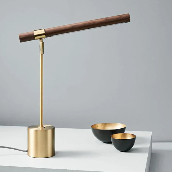 Wood-Grain Bar LED Floor Lamp