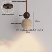 Travertine-Finish Saucer Pendant Light