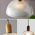 Ribbed Glass Dome Pendant Light
