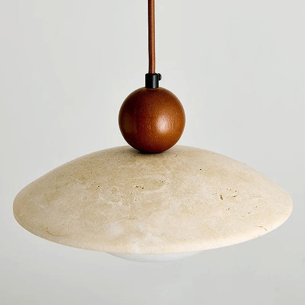 Travertine-Finish Saucer Pendant Light