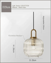 Ribbed Clear Glass Brass Pendant Light