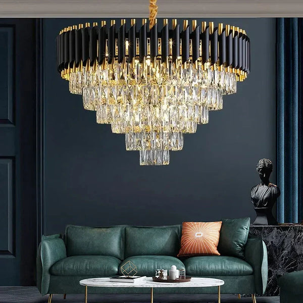 Tiered Crystal Drop Pendant Chandelier