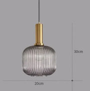 Ribbed Tinted Glass Pendant Light
