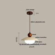 Travertine-Finish Saucer Pendant Light