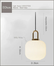 Ribbed Clear Glass Brass Pendant Light