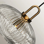 Ribbed Clear Glass Brass Pendant Light