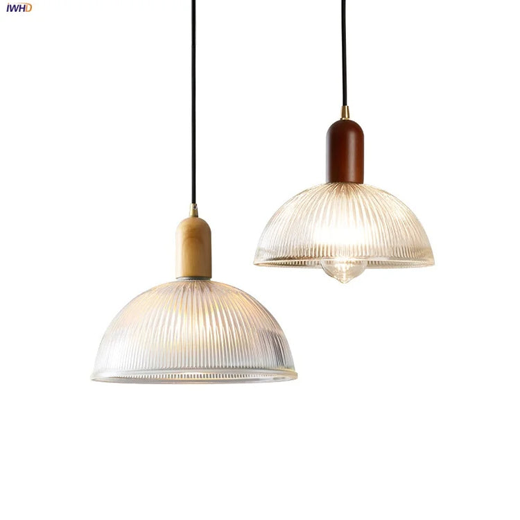 Ribbed Glass Dome Pendant Light