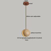 Travertine-Finish Saucer Pendant Light