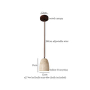 Travertine-Finish Cone Pendant Light