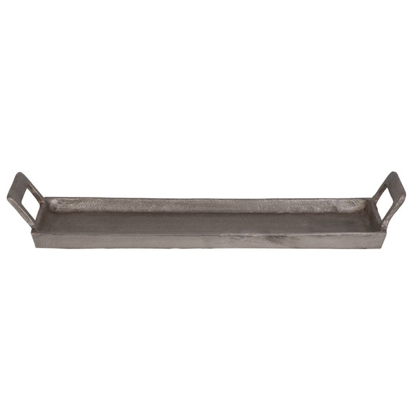 Pewter Finish Aluminum Serving Tray with Handles