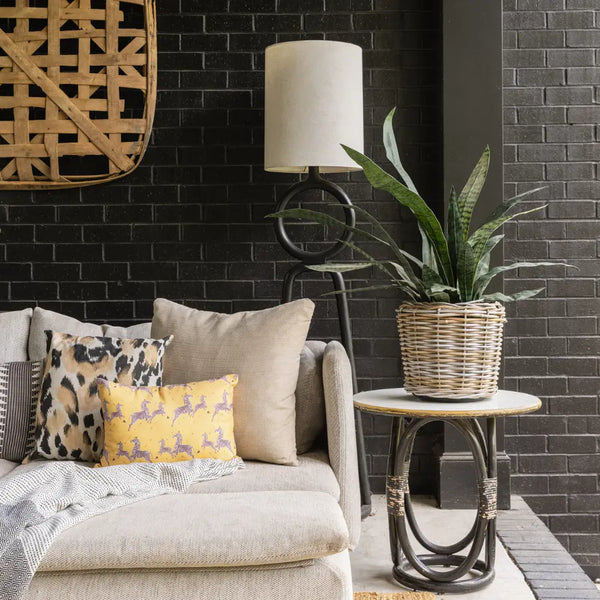 30-Inch Faux Snake Plant in Matte Black Planter