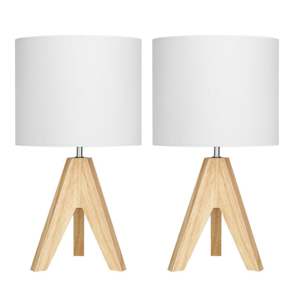 Tripod Desk Lamps with White Linen Shades, Set of 2