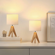 Set of 2 - Scandinavian Style Tripod Desk Lamp with White Linen Drum Shade
