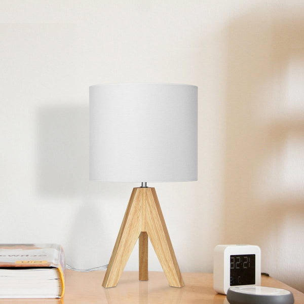 Tripod Desk Lamps with White Linen Shades, Set of 2