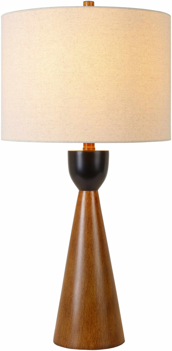 Wood-Grain Cone Table Lamp