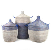 Two-Tone Woven Millet Grass Storage Basket