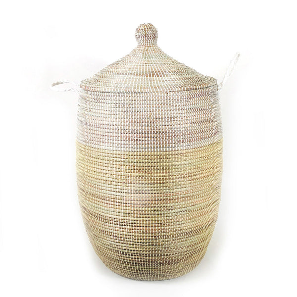 Two-Tone Woven Millet Grass Basket