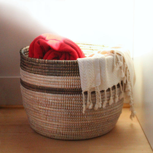 Hand-Woven Stripe Storage Basket