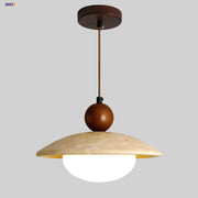 Travertine-Finish Saucer Pendant Light