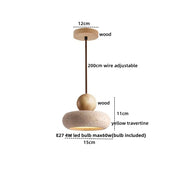 Travertine-Finish Saucer Pendant Light