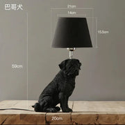 Sculptural Resin Dog Table Lamp — back and side profile detail