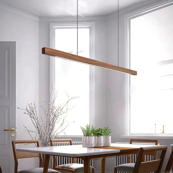 Linear Wood-Grain LED Pendant Light