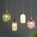 Ribbed Tinted Glass Pendant Light