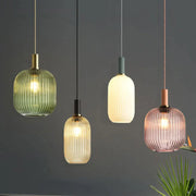 Ribbed Tinted Glass Pendant Light