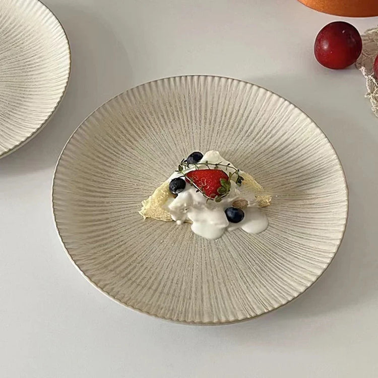 Ridged Stoneware Dinner Plate