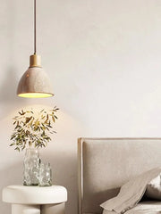 Travertine-Finish Stone Composite Pendant