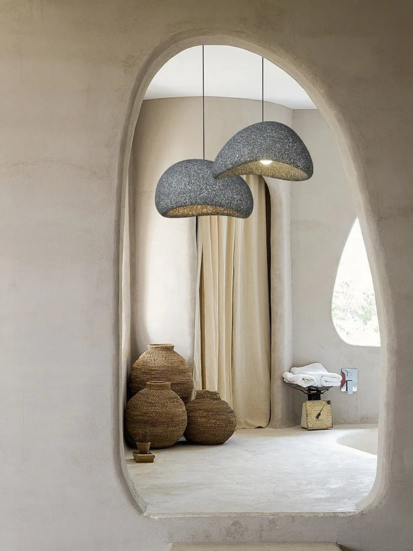 Aggregate Resin Dome Pendant Lamp