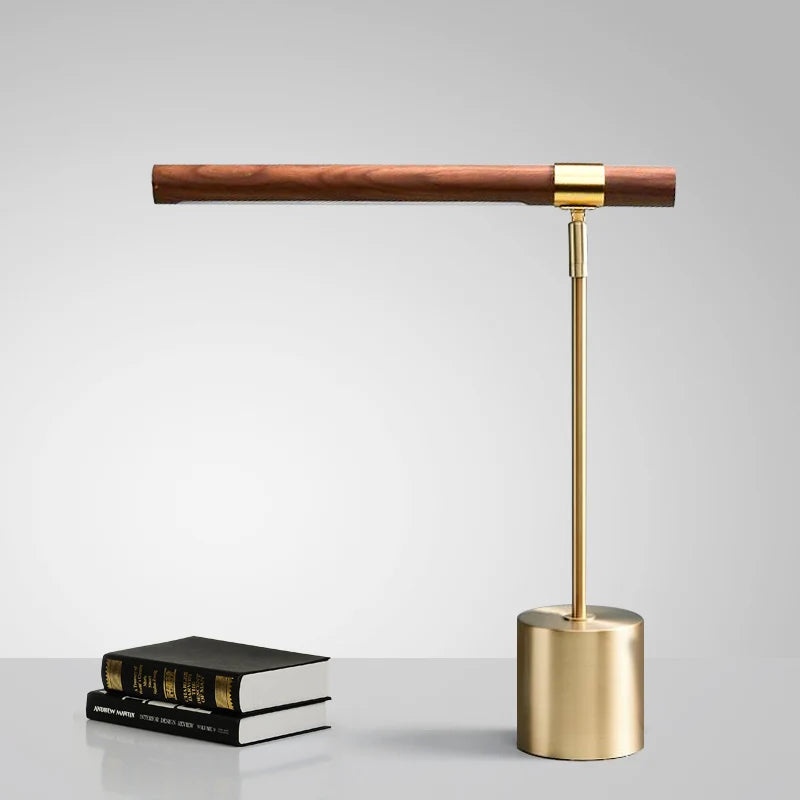 Wood-Grain Bar LED Floor Lamp