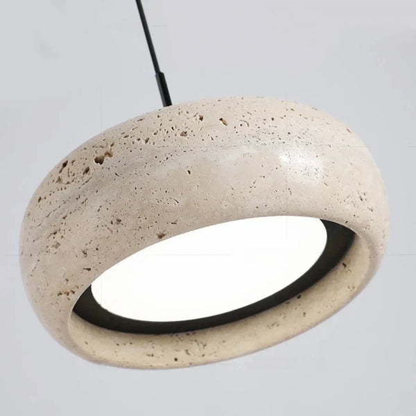 Travertine-Finish Disc Pendant Light